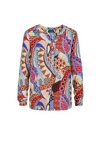Schlupfbluse GOLDNER "Kurzgr&ouml;&szlig;e Florale Druckbluse mit V-Ausschnitt", Damen, Gr. 23, bunt (bunt, gemustert), Obermaterial: 100% Viskose CV., Modisch, normales B&uuml;ndchen, Blusen Schlupfbluse, Knopfleiste