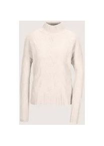 Madeleine Mode Longpullover MADELEINE "Kaschmirpullover Hochwertiger Wollpullover mit Strukturstrick", Damen, Gr. 48, wei&szlig; (perlwei&szlig;, melange), Obermaterial: 100% Kaschmir WS., Modern, Pullover Longpullover, Cross over Muster mit Ajour