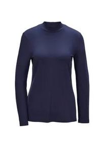 Longpullover GOLDNER "Stehkragenshirt mit Langarm", Damen, Gr. 44, blau (marine), Obermaterial: 95% Modal CMD. 5% Elasthan EL., Sonstiges, Pullover Longpullover, Ohne