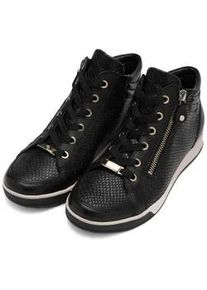 Sneaker Ara "ROM", Damen, Gr. 4 (37), schwarz, Glattleder, Leder, Reptilienpr&auml;gung, Schuhe Sneaker, Freizeitschuh, High-Top-Sneaker, Schn&uuml;rschuh in Schuhweite G (=weit)