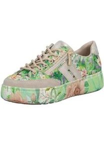 Plateausneaker Rieker, Damen, Gr. 37, gr&uuml;n multicolor, goldfarben, Lederimitat, Textil, Glitzer, Schuhe Plateausneaker, Freizeitschuh, Halbschuh, Trend-Sneaker mit seitlichem Rei&szlig;verschluss