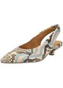 Slingpumps Gabor "Gabor Pumps Leder", Damen, Gr. 38, blau, beige, Leder, Schuhe Slingpumps
