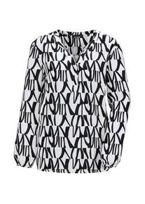 Schlupfbluse GOLDNER "Printbluse mit Allover-Druck", Damen, Gr. 48, schwarz (schwarz, wei&szlig;, gemustert), Obermaterial: 100% Viskose CV., figurumspielend, Gummib&uuml;ndchen, Blusen Schlupfbluse, Mit Seitenschlitzen