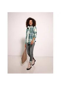 Fleeceshirt Casual Looks "Fleece-Bluse", Damen, Gr. 52, gr&uuml;n (champagner, jade, kariert), 100% Polyester, gemustert, kariert, mehrfarbig, Shirts