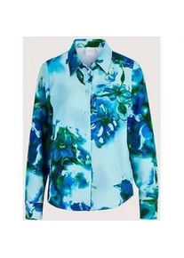 Madeleine Mode Langarmbluse MADELEINE "Hemdbluse Elegante Bluse mit Hemdkragen", Damen, Gr. 44, gr&uuml;n (mint, multicolor), Obermaterial: 100% Viskose CV., Modern, Blusen