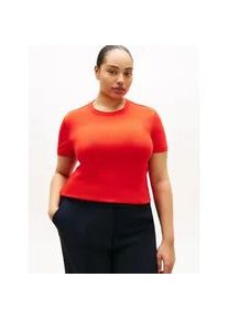 T-Shirt Tommy Hilfiger Curve "CRV SLIM CODY C-NK SS", Damen, Gr. 50, fireworks, Single Jersey, Obermaterial: 100% Baumwolle, unifarben, regular fit normal, Rundhals, Shirts T-Shirt, in gro&szlig;en Gr&ouml;&szlig;en