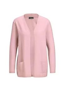 Strickjacke GOLDNER "Cardigan in langer offener Form", Damen, Gr. 48, rosa (puder), Obermaterial: 100% Kaschmir WS., figurumspielend, Rippe, Pullover Strickjacke, Aufwendig in Form gestrickt
