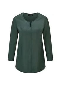 Schlupfbluse GOLDNER "Viskosebluse mit 3/4-&Auml;rmeln, Rundhals", Damen, Gr. 42, gr&uuml;n, Obermaterial: 87% Viskose CV. 13% Polyamid PA., figurumspielend, Manschette, Blusen Schlupfbluse, Ziernaht