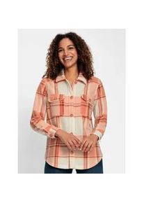 Fleeceshirt Casual Looks "Fleece-Bluse", Damen, Gr. 46, champagner, papaya, kariert, 100% Polyester, gemustert, kariert, mehrfarbig, Shirts