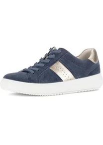 Plateausneaker Gabor, Damen, Gr. 42, jeansblau, goldfarben, Leder, Textil, Schuhe Plateausneaker, Freizeitschuh, Halbschuh, Schn&uuml;rschuh mit weichem Schaftrand