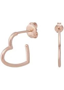 CAI Paar Creolen CA&Iuml; "925 Sterling Silber ros&eacute; vergoldet Herz klein", rot, Ohrringe, Damen, one-size, Silber 925 (Sterlingsilber)