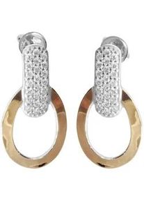 Paar Ohrstecker OSTSEE-SCHMUCK "- Sunny Exklusiv - Silber 925/000 & Gold 585/000 - Zirkonia" Gr. 22, silber (silber 925, silberfarben, wei&szlig;), Ohrringe, Damen, Silber 925 (Sterlingsilber)