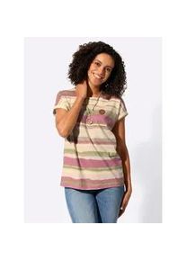 Kurzarmshirt Casual Looks "Shirt", Damen, Gr. 40, rosenholz, sand, bedruckt, 100% Baumwolle, gemustert, gestreift, mehrfarbig, Rundhals, Shirts