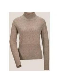 Madeleine Mode Longpullover MADELEINE "Pullover Pullover mit Stehkragen", Damen, Gr. 44/46, beige (cappuccino, melange), Obermaterial: 25% Alpaka WP. 25% Polyamid PA. 25% Schurwolle WV. 25% Viskose CV., Modern, normal, Pullover Longpullover