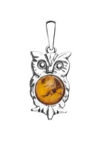 Kettenanh&auml;nger OSTSEE-SCHMUCK "- Uhu - Silber 925/000 - Bernstein" Gr. 29, silber (silber 925, silberfarben, wei&szlig;), Schmuckanh&auml;nger, Damen, Silber 925 (Sterlingsilber), Kettenanh&auml;nger