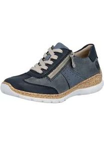 Sneaker Rieker, Damen, Gr. 37, dunkelblau, Lederimitat, Schuhe Sneaker, Schn&uuml;rschuh, Halbschuh, Casual-Sneaker mit Rei&szlig;verschluss