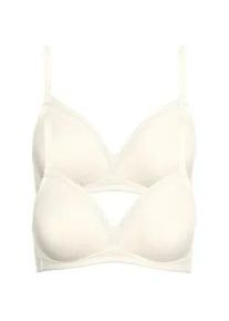 Soft-BH LISCA "2er Pack Soft BH Ines", Damen, Gr. 80, Cup D, beige (cream), Stoff, Obermaterial: 95% Baumwolle CO. 5% Elasthan EL., BHs Soft-BH