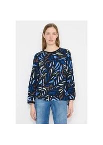 Langarmbluse Cecil, Damen, Gr. XXL (46), universal blau, Stoff, 100% Viskose, gemustert, klassisch normal, Rundhals, Rippb&uuml;ndchen, Blusen, aus softer Viskose