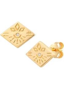 CAI Paar Ohrstecker CA&Iuml; "925 Silber vergoldet Tattoo Motiv Raute", gelb, wei&szlig;, Ohrringe, Damen, one-size, Silber 925 (Sterlingsilber)