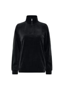 Troyer oxmo "Longsweatshirt OXEBBA HALFZIP", Damen, Gr. XS, schwarz, Obermaterial: 95% Polyester PES. 5% Elasthan EL., Pullover Troyer