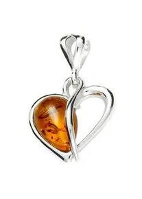 Kettenanh&auml;nger OSTSEE-SCHMUCK "- Herz - Silber 925/000 - Bernstein" Gr. 33, silber (silber 925, silberfarben, wei&szlig;), Schmuckanh&auml;nger, Damen, Silber 925 (Sterlingsilber), Kettenanh&auml;nger