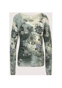 Madeleine Mode Longpullover MADELEINE "Strickpullover Glattstrickpullover mit Allover-Print", Damen, Gr. 34, wei&szlig; (wollwei&szlig;, marine, multicolor), Obermaterial: 83% Viskose CV. 17% Polyamid PA., Modern, Pullover Longpullover, Flie&szlig;ender Farbverlauf