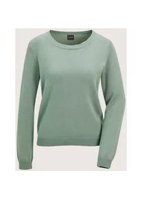 Madeleine Mode Longpullover MADELEINE "Strickpullover Schlichter Baumwollpullover mit Rundhals", Damen, Gr. 48, gr&uuml;n (hellsalbeigr&uuml;n), Obermaterial: 100% Baumwolle CO., Modern, Pullover Longpullover, Hautsympathische Baumwolle