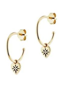 CAI Paar Creolen CA&Iuml; "925/- Sterling Silber vergoldet Zirkonia Herz", gelb, wei&szlig;, Ohrringe, Damen, one-size, Silber 925 (Sterlingsilber)