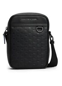 Umh&auml;ngetasche Tommy Hilfiger "TH MODERN MINI REPORTER", Herren, Gr. B/H/T: 16cm x 21cm x 7cm, schwarz, Lederimitat, Taschen Umh&auml;ngetasche, Men Schultertasche, Crossbody-Bag mit Flechtmuster