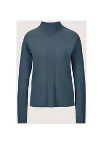 Madeleine Mode Longpullover MADELEINE "Strickpullover Kaschmir-Pullover mit Pointelle-Muster", Damen, Gr. 44/46, blau (stahlblau), Obermaterial: 90% Schurwolle WV. 10% Kaschmir WS., Modern, normal, Pullover Longpullover, Mit Ripp-und Ajourstrick