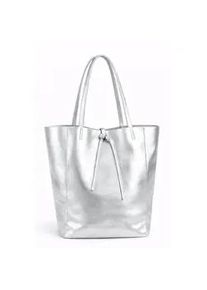 Schultertasche "EasyGo", Damen, Gr. B/H/T: 40cm x 30cm x 12cm onesize, silber, Leder, Collezione Alessandro, Taschen Schultertasche, aus softem Leder, Made in Italy
