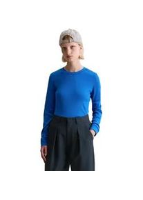 Marc O'Polo Langarmshirt MARC O'POLO DENIM "aus softem Bio-Baumwolle-Modal-Stretch-Jersey", Damen, Gr. S, pale cobalt, Obermaterial: 50% Baumwolle, 47% Modal, 3% Elasthan, unifarben, Basic, slim fit, Rundhals, Zierb&uuml;ndchen, Shirts Langarmshirt