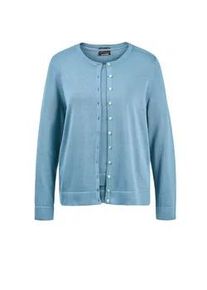 Strickpullover GOLDNER "Kurzgr&ouml;&szlig;e Figurnahes Twin-Set aus Pima-Baumwolle", Damen, Gr. 22, blau (himmelblau), Obermaterial: 100% Baumwolle CO., normal, Sonstiges, Pullover Strickpullover, Ohne