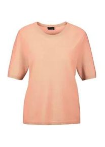 Kurzarmpullover GOLDNER "Halbarmpullover mit Rundhals aus Kaschmir", Damen, Gr. 44, orange (pfirsich), Obermaterial: 100% Kaschmir WS., Rippe, Pullover, Aufwendig in Form gestrickt