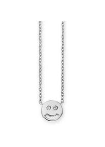 CAI Collierkettchen CA&Iuml; "925/- Sterling Silber rhodiniert Zirkonia Smile", wei&szlig;, Halsketten, Damen, 39+5cm, Silber 925 (Sterlingsilber), L: 44 B: 9mm, gl&auml;nzend, B:9mm