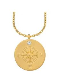 CAI Kette mit Anh&auml;nger CA&Iuml; "Element Feuer 925/- Sterling Silber vergoldet Wei&szlig;topaz", gelb, Halsketten, Damen, 50+5cm, Silber 925 (Sterlingsilber), L: 55 B: 20mm, gl&auml;nzend, B:20mm