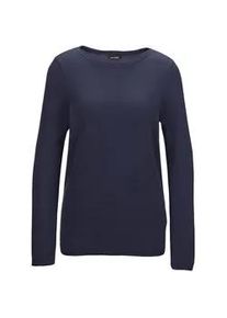 Strickpullover GOLDNER "Pullover mit U-Boot-Ausschnitt aus Baumwoll-Viskose-Mix", Damen, Gr. 48, blau (marine), Obermaterial: 60% Viskose CV. 40% Baumwolle CO., Rippb&uuml;ndchen, Pullover Strickpullover, keine/nicht relevant