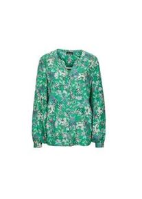Kurzarmbluse GOLDNER "Florale Viskosebluse Langarm", Damen, Gr. 42, gr&uuml;n (gr&uuml;n, gemustert), Obermaterial: 100% Viskose CV., Modisch, gerade, Manschette, Blusen, Knopfleiste