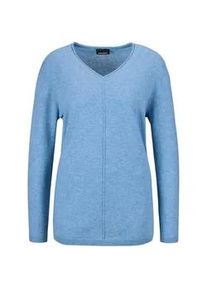 Strickpullover GOLDNER "Kurzgr&ouml;&szlig;e Basicpullover mit V-Ausschnitt", Damen, Gr. 25, blau (himmelblau), Obermaterial: 100% Kaschmir WS., Rippe, Pullover Strickpullover, Aufwendig in Form gestrickt