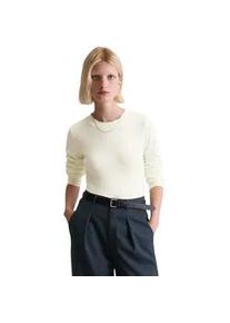 Marc O'Polo Langarmshirt MARC O'POLO DENIM "aus softem Bio-Baumwolle-Modal-Stretch-Jersey", Damen, Gr. XL, silky wei&szlig;, Obermaterial: 50% Baumwolle, 47% Modal, 3% Elasthan, unifarben, Basic, slim fit, Rundhals, Zierb&uuml;ndchen, Shirts Langarmshirt