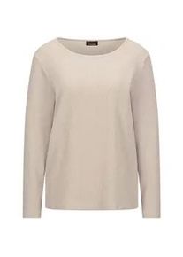 Langarmshirt GOLDNER "Langarm Melange Jersey-Oberteil", Damen, Gr. 44, beige, Obermaterial: 76% Polyester PES. 20% Viskose CV. 4% Elasthan EL., Modisch, Shirts Langarmshirt, U-Boot-Ausschnitt