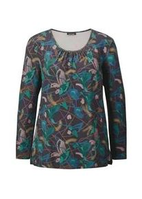 Langarmshirt GOLDNER "Kurzgr&ouml;&szlig;e Druckshirt", Damen, Gr. 19, bunt (bunt, gemustert), Obermaterial: 95% Viskose CV. 5% Elasthan EL., figurumspielend, normales B&uuml;ndchen, Shirts Langarmshirt, Kaschierender Effekt