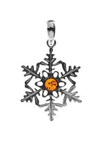 Kettenanh&auml;nger OSTSEE-SCHMUCK "- Schneeflocke - Silber 925/000 - Bernstein" Gr. 34, silber (silber 925, silberfarben, wei&szlig;), Schmuckanh&auml;nger, Damen, Silber 925 (Sterlingsilber), Kettenanh&auml;nger