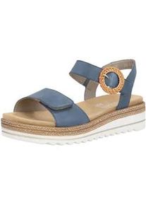 Keilsandalette Remonte, Damen, Gr. 40, jeansblau, Leder, unifarben, Schuhe, Sommerschuh, Riemchensandale mit praktischen Klettverschl&uuml;ssen