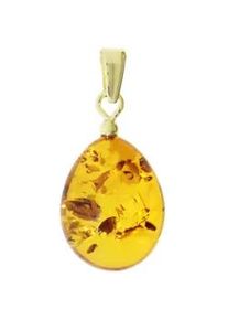 Kettenanh&auml;nger OSTSEE-SCHMUCK "- Tropfen flach, ca. 17 mm lang - Gold 585/000 - Bernstein -" Gr. 27, gold (gold 585, goldfarben, gelb), Schmuckanh&auml;nger, Damen, Bernstein, Kettenanh&auml;nger