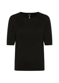 Kurzarmpullover BOSS ORANGE "Fiaffu Premium Damenmode", Damen, Gr. S, schwarz 001, Feinstrick, Obermaterial: 60% Viskose, 35% Polyacryl, 5% Kaschmir, unifarben, regular fit normal, Rundhals, Rippstrickb&uuml;ndchen, Pullover, mit Lochmuster, Kaschmir-Anteil