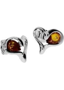 Paar Ohrstecker OSTSEE-SCHMUCK "- Herz - Silber 925/000 - Bernstein" Gr. 12, silber (silber 925, silberfarben, wei&szlig;), Ohrringe, Damen, Silber 925 (Sterlingsilber)