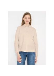 Langarmbluse Cecil, Damen, Gr. S (38), pearl beige, Web, 100% Baumwolle, unifarben, klassisch normal, V-Ausschnitt, B&uuml;ndchen, Blusen, aus reiner Baumwolle