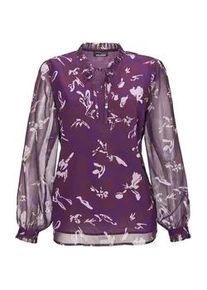 Chiffonbluse GOLDNER "Bluse", Damen, Gr. 48, pink (beere, gemustert), Obermaterial: 100% Polyester PES., Manschette, Blusen Chiffonbluse, Mit femininen R&uuml;schendetails