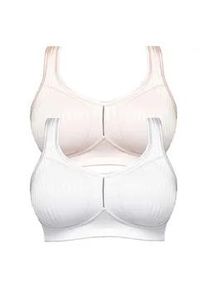 B&uuml;gelloser BH SuSa "2er Pack Entlastungs BH Cremona", Damen, Gr. 85, Cup G, bunt (nude wei&szlig;), Obermaterial: 76% Polyamid PA. 24% Elasthan EL., BHs